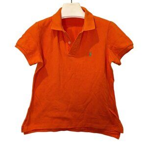 Ralph Lauren Polo orange classic pique cotton polo shirt top L skinny